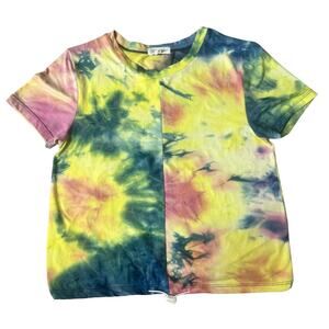 Vintage Tie Dye T-Shirt, Short Sleeve Top, Casual Tee, Womens Medium